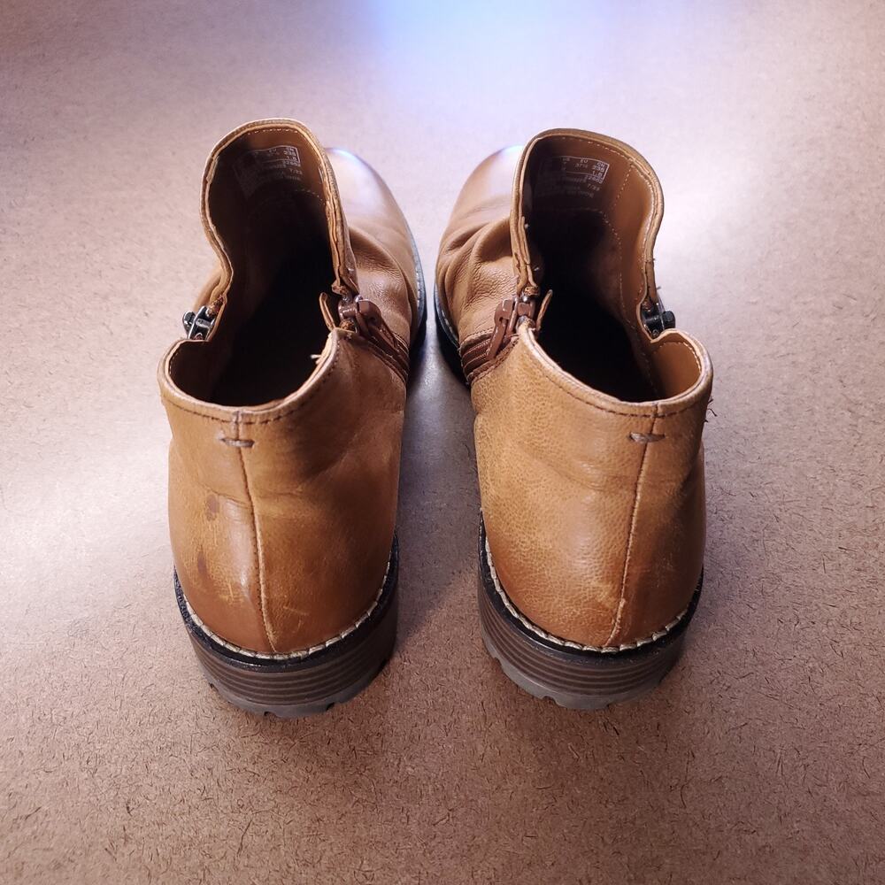 Clarks Clarkwell Leather Zip Ankle Boots Women 7M Tan Low Block Heel Casual - Picture 5 of 10